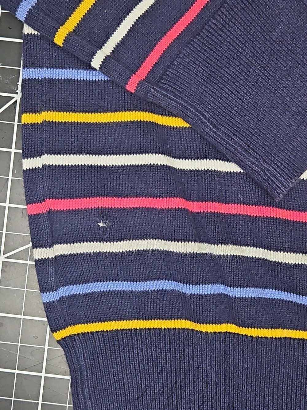 GAP Women's Navy Striped Cotton Sweater with Multicolor Accents Size X Small - Picture 3 of 5